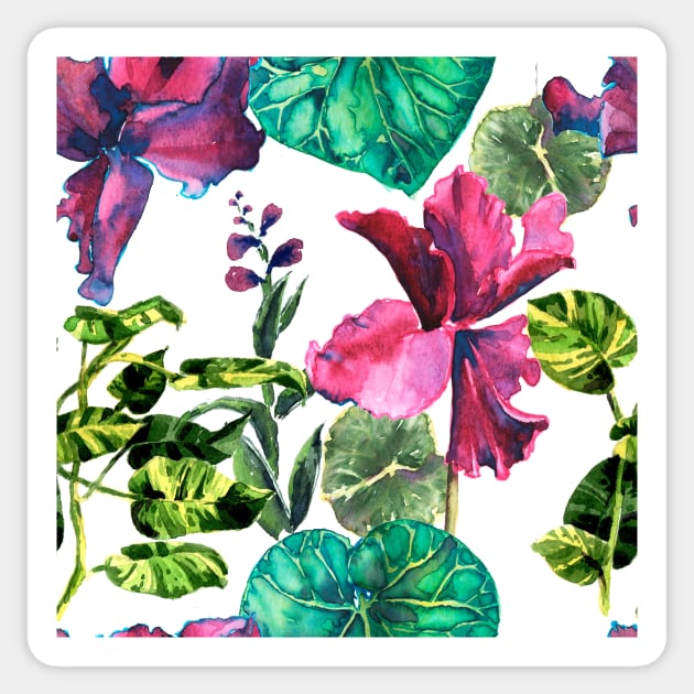 Seamless tropical flower Sticker by Olga Berlet